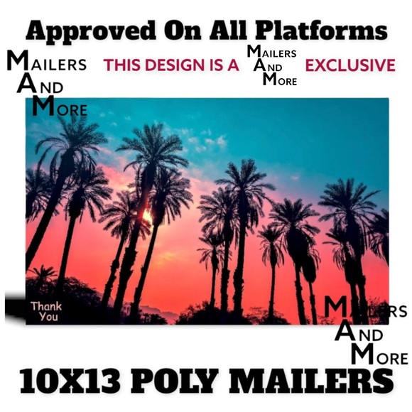 25 10X13 Poly Mailers Twilight Palms PRICE IS FIRM - Picture 4 of 8